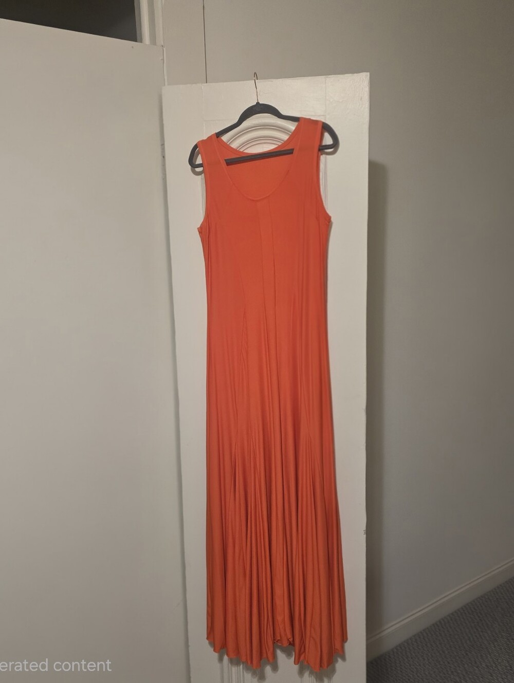 Women's Sleeveless Orange Fit and Flare Maxi Dress